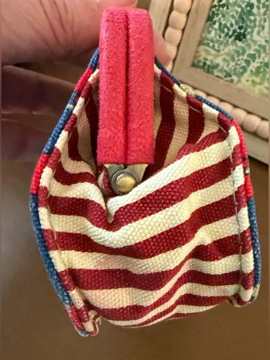 GAP-“Am I the Cutest or What?? Blue with Cherry Print Coin Purse with Red Trim - Picture 5 of 11